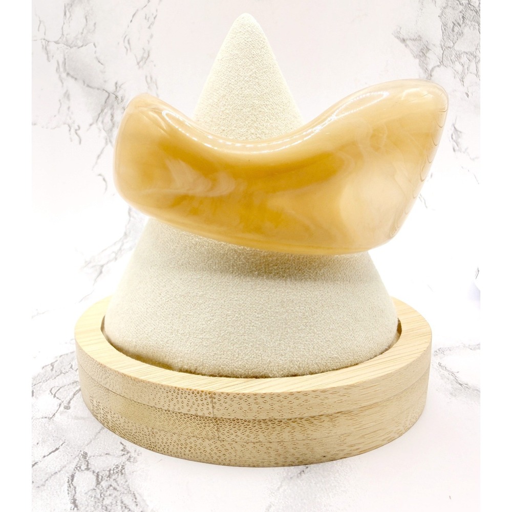 Marbled Mocha Lucite Open Cuff Bracelet Wide Sculptural Statement - Picture 1 of 5
